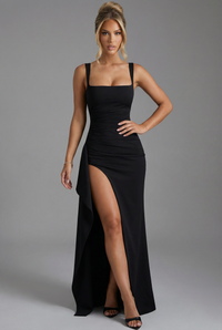 Elodie Square Neck Maxi Dress Black