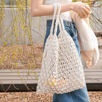 Grace | Women's Handmade Macrame Cotton Mesh Tote Bag White