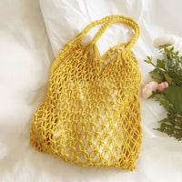 Grace | Women's Handmade Macrame Cotton Mesh Tote Bag Yellow
