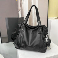 Amelia | Women's Large Capacity Leather Shoulder Tote Bag Studded Black