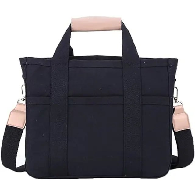 Olivia | Women's Large-Capacity Multi-Pocket Canvas Tote Bag Crossbody Black