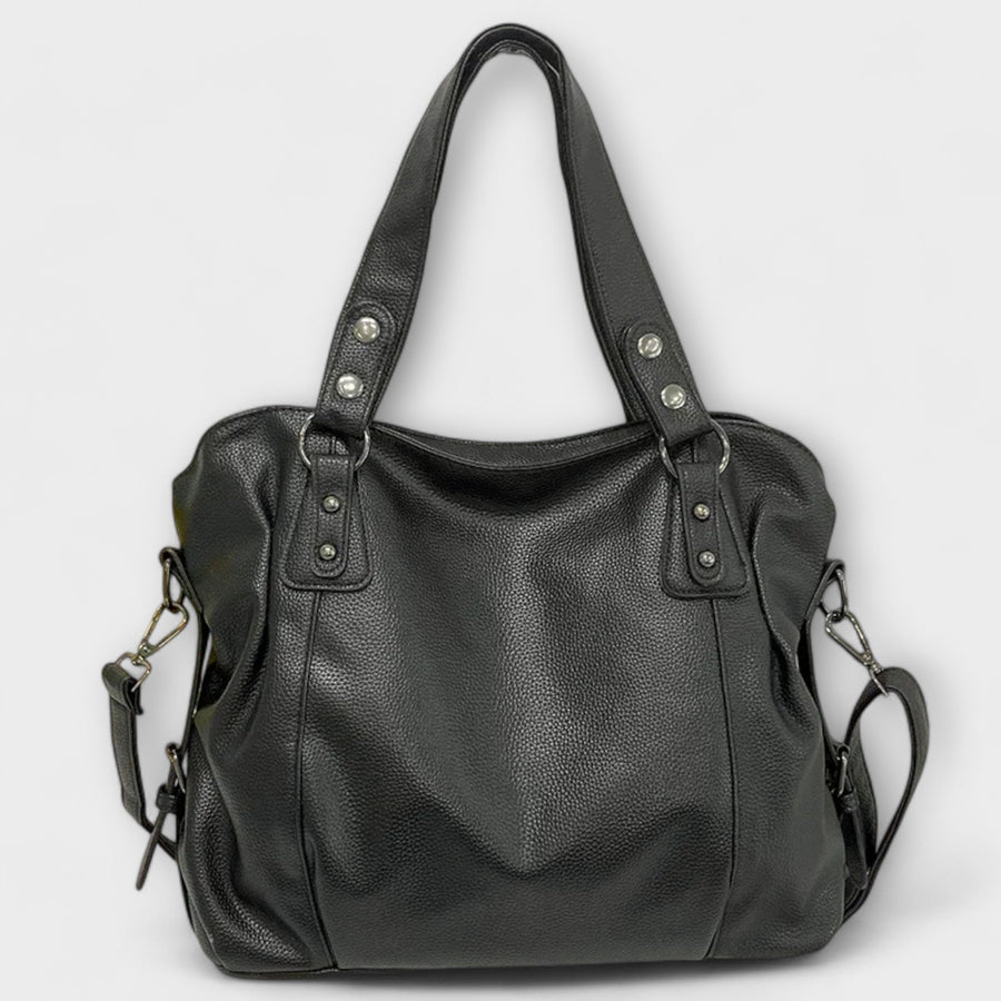 Emma | Women's Large Capacity Vegan Leather Shoulder Bag Black