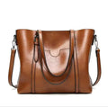 Layla | Women's Large Leather-Look Oil-Wax Shoulder Tote Bag