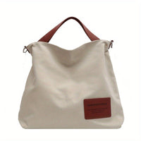 Layla | Women's Large Shoulder Canvas Tote Bag Adjustable Strap Hobo Cream White