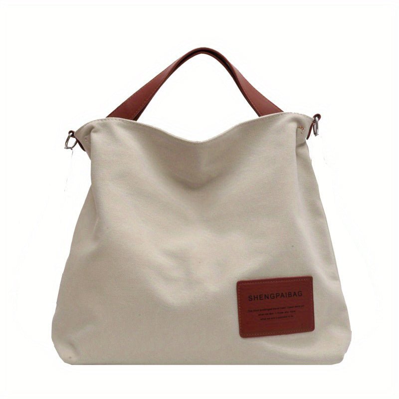 Layla | Women's Large Shoulder Canvas Tote Bag Adjustable Strap Hobo Cream White