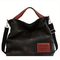 Layla | Women's Large Shoulder Canvas Tote Bag Adjustable Strap Hobo Black