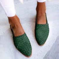 Penelope | Women's Leather Woven Pointed-Toe Slingback Comfortable Light Green