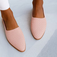 Penelope | Women's Leather Woven Pointed-Toe Slingback Comfortable Light Pink