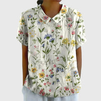 Grace | Women's Linen Short Sleeve Collared Blouse Relaxed Fit White