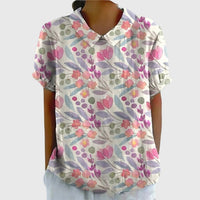 Grace | Women's Linen Short Sleeve Collared Blouse Relaxed Fit White 7