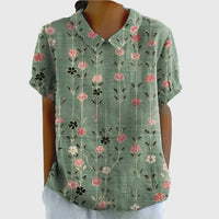 Grace | Women's Linen Short Sleeve Collared Blouse Relaxed Fit Sage Green