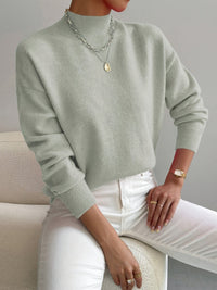 Layla | Women's Mock Turtleneck Relaxed-Fit Long Sleeve Sweater Light Green
