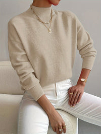 Layla | Women's Mock Turtleneck Relaxed-Fit Long Sleeve Sweater Beige