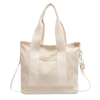 Amelia | Women's Multifunction Crossbody Canvas Tote Bag Adjustable White