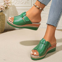Layla | Women's Open-Toe Wedge Platform Comfortable Sandals Hook-Loop Green