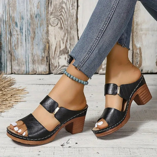 Emma | Women's Orthopedic Cushioned Block Heel Sandals Black