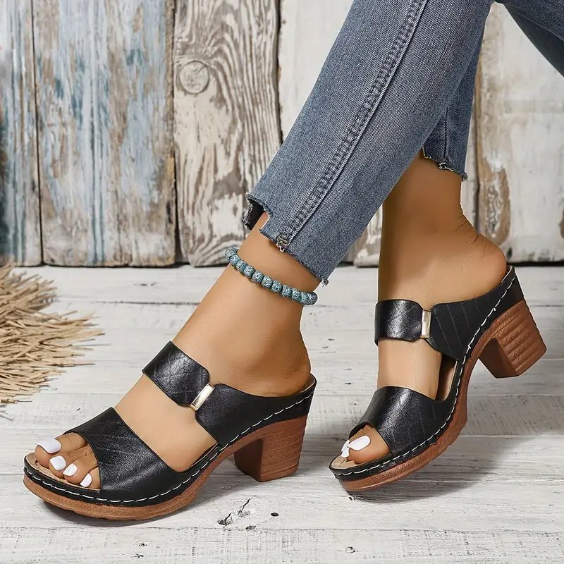 Emma | Women's Orthopedic Cushioned Block Heel Sandals Black