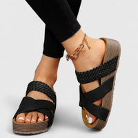 Amelia | Women's Orthopedic Platform Comfortable Sandals Braided Black