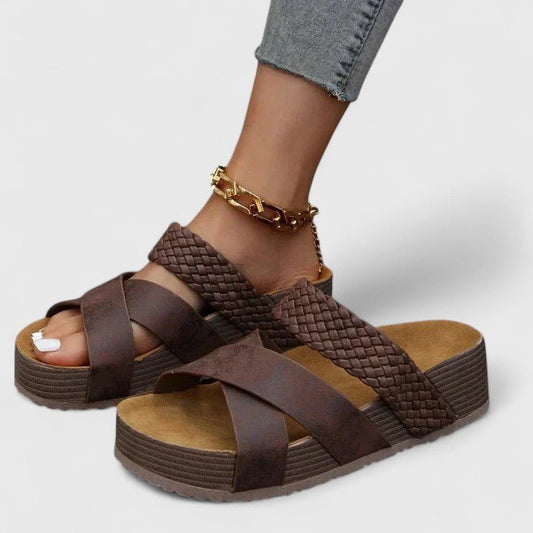 Amelia | Women's Orthopedic Platform Comfortable Sandals Braided Brown