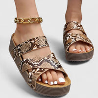 Amelia | Women's Orthopedic Platform Comfortable Sandals Braided Snake Print