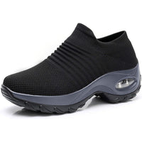 Olivia | Women's Orthopedic Slip-On Sneakers Air Cushion Black (Grey Sole)