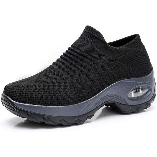 Olivia | Women's Orthopedic Slip-On Sneakers Air Cushion Black (Grey Sole)