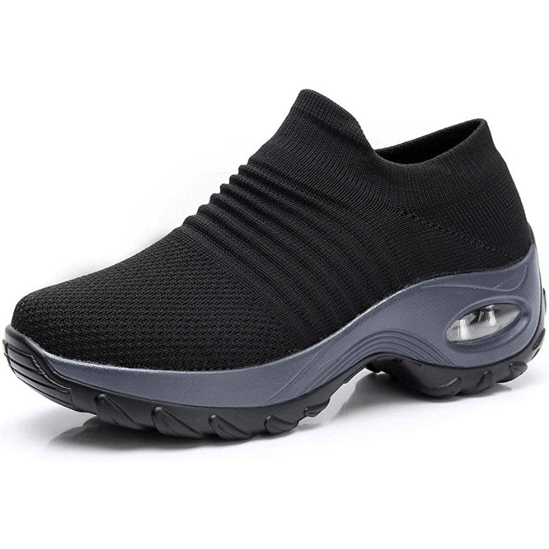 Olivia | Women's Orthopedic Slip-On Sneakers Air Cushion Black (Grey Sole)