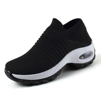 Olivia | Women's Orthopedic Slip-On Sneakers Air Cushion Black (White Sole)