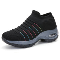 Olivia | Women's Orthopedic Slip-On Sneakers Air Cushion Black (Colored Stripes)