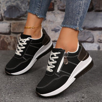 Luna | Women's Orthopedic Sneakers Low Cut Lace-Up Comfort Walking Black
