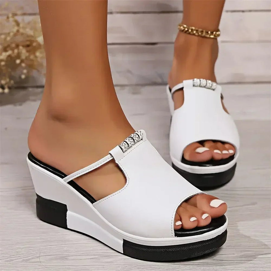 Isabella | Women's Orthopedic Wedge Sandals Cushioned Platform Slip-On White