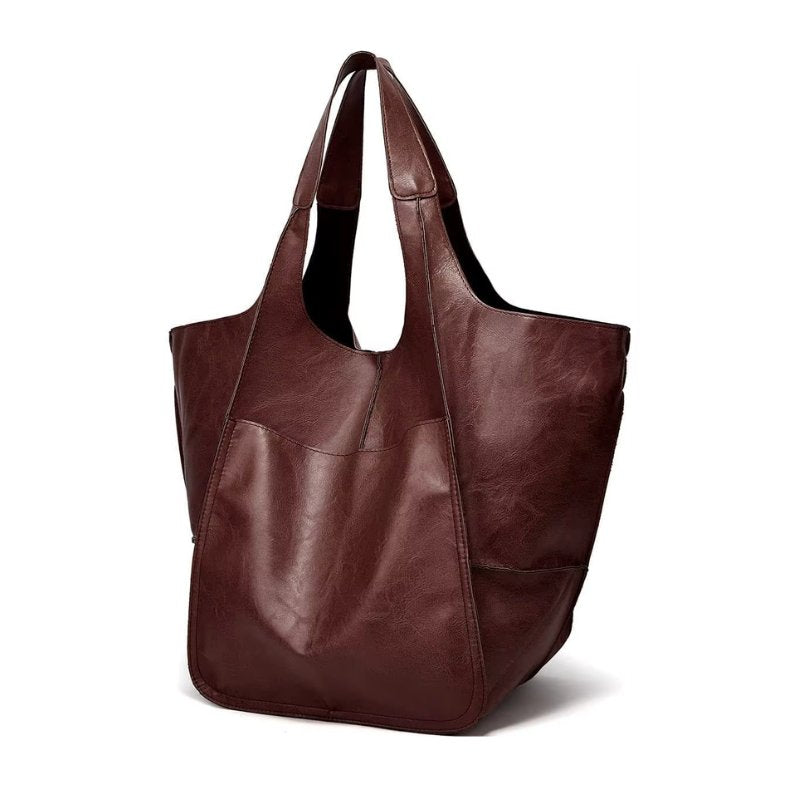 Harper | Women's Oversized Vegan Leather Magnetic Closure Tote Bag Espresso