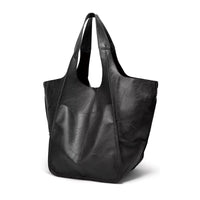 Harper | Women's Oversized Vegan Leather Magnetic Closure Tote Bag Obsidian