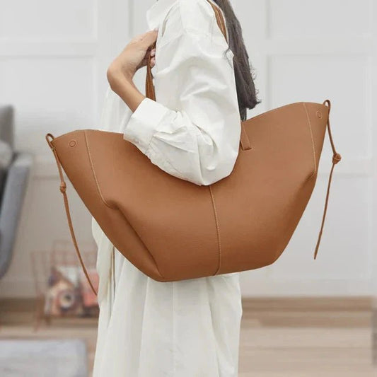 Isabella | Women's Oversized Vintage PU Leather Shoulder Tote Bag Camel