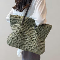 Scarlett | Women's Oversized Woven Straw Shoulder Tote Bag Bohemian Green
