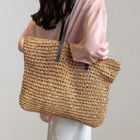 Scarlett | Women's Oversized Woven Straw Shoulder Tote Bag Bohemian Khaki