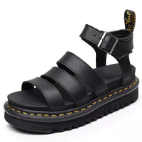 Eleanor | Women's Platform Strappy Comfortable Sandals Buckle Chunky Black
