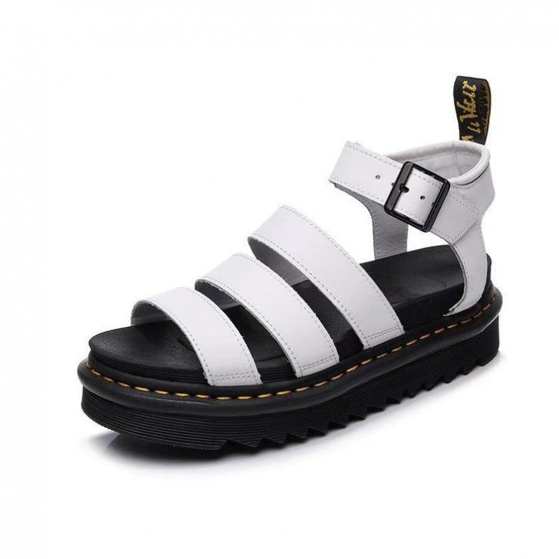 Eleanor | Women's Platform Strappy Comfortable Sandals Buckle Chunky White