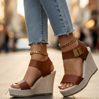 Harper | Women's Platform Wedge Sandals Ankle Strap Orthopedic Brown