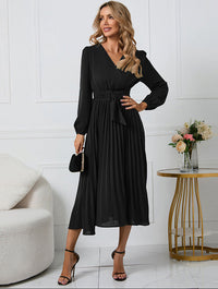 Grace | Women's Long Sleeve Midi Wedding Guest Dress Black