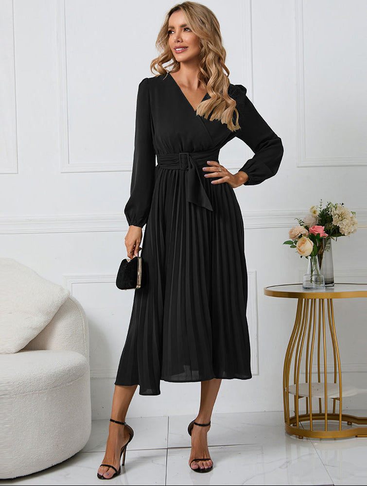 Grace | Women's Long Sleeve Midi Wedding Guest Dress Black