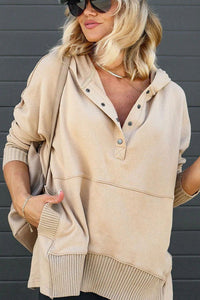 Emma | Women's Relaxed-Fit Hooded Drawstring Pullover Tunic Sweatshirt Gray
