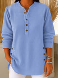 Camila | Women's Relaxed-Fit Longline Henley Ribbed Tunic Top