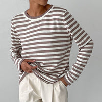 Evelyn | Women's Relaxed-Fit Nautical Striped Long Sleeve Sweater Brown