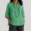 Harper | Women's Relaxed-Fit V-Neck 3/4 Sleeve Linen Tunic