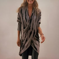 Olivia | Women's Relaxed V-Neck Abstract Print Draped Tunic S