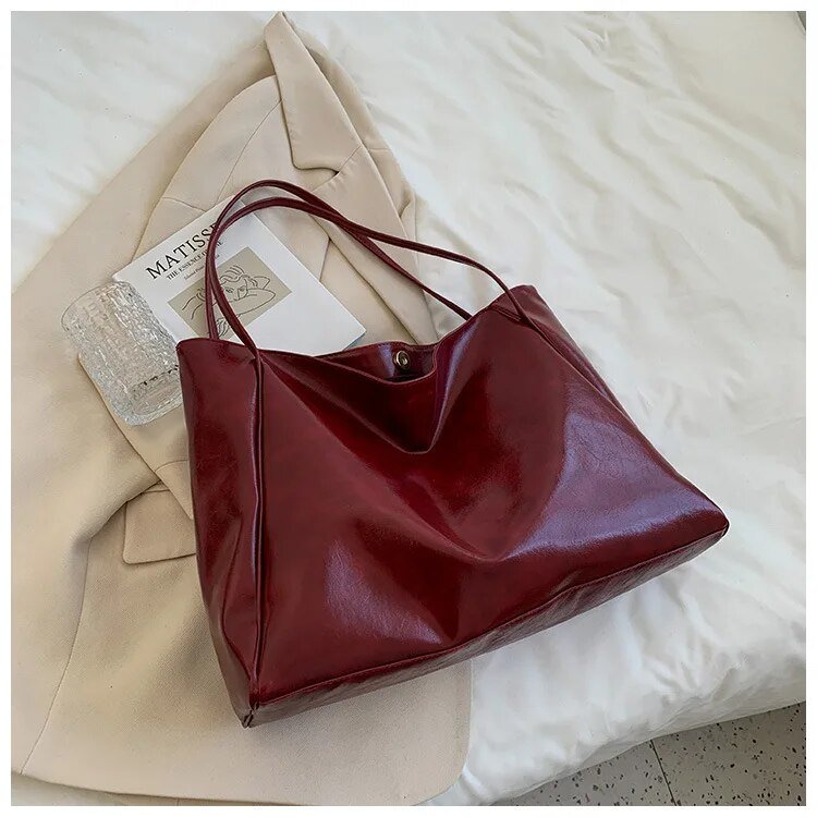 Scarlett | Women's Retro Large-Capacity PU Leather Shoulder Tote Bag Red
