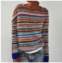 Aria | Women's Retro Striped Relaxed-Fit Knit Sweater Multicolor1