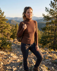 Scarlett | Women's Ribbed Turtleneck Lightweight Knit Sweater Dark Brown