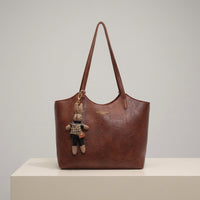 Eleanor | Women's Soft Vegan Leather Shoulder Tote Bag Plush Bunny Brown